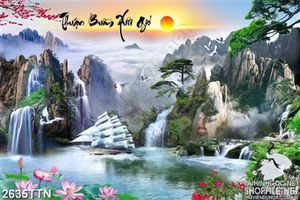 Tranh in wall phong thủy thuyền trắng