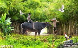 Tranh phong thủy cậu bé cưỡi trâu