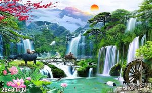 Tranh in nghệ thuật phong cảnh đẹp bên thác nước