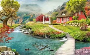 Tranh phong cảnh hồ nước châu âu đẹp