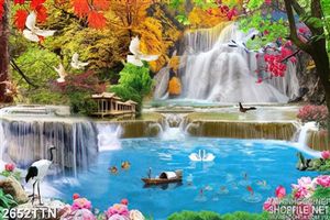 Tranh decor phong cảnh mùa thu lá vàng
