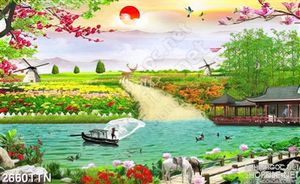 Tranh phong cảnh nghệ thuật in gạch
