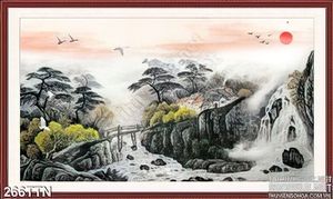 Tranh thác nước phong thủy treo tường