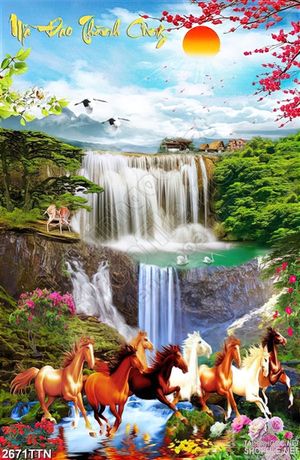 Tranh phong thủy bát mã in uv