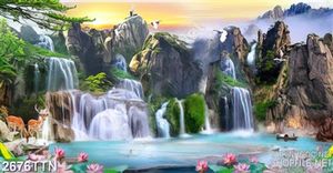 Tranh phong thủy in uv cảnh thác nước