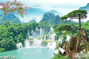 Tranh in wall phong thủy thác nước đẹp