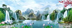 Tranh decor thác nước đẹp hùng vĩ