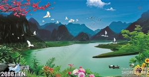 Tranh phong thủy non nước hữu tình đẹp