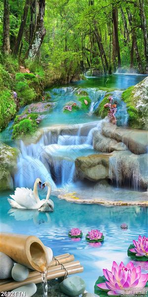 Tranh khổ dọc phong thủy nước suối nhỏ