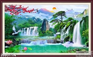 Tranh phong thủy thác in gạch đẹp