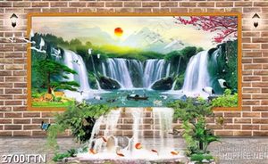 Tranh thác nước và cá koi