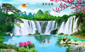 Tranh in gạch phong thủy cá koi đôi