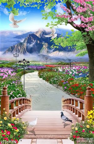 Tranh phong cảnh vườn hoa nghệ thuật