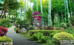 Tranh in tường cảnh vườn hoa thiên nhiên