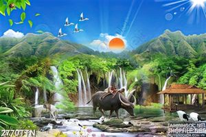 Tranh phong thủy chăn trâu đẹp