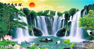 Tranh in tường phong thủy nghệ thuật thác nước