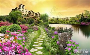 Tranh phong thủy ngôi nhà nhỏ bên hồ