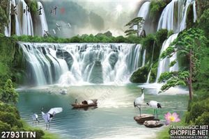 Tranh đẹp in 3D thác nước