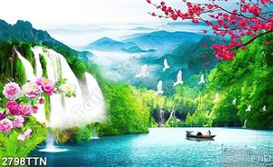 Tranh phong thủy đẹp cành đào xuân