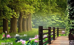 Tranh rừng cây xanh mùa thu đẹp