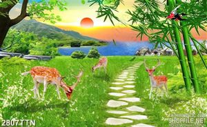 Tranh những chú nai trong rừng
