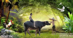 Tranh chú bé chăn trâu nghệ thuật