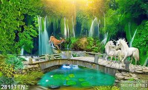 Tranh ngựa trắng qua cầu đẹp