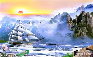 Tranh thuyền trắng đẹp phong thủy