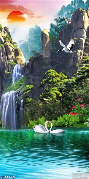 Tranh khổ dọc phong thủy thiên nga