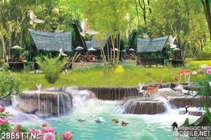 Tranh ngôi nhà trong rừng đẹp in uv