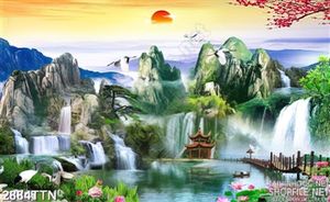 Tranh in tường phong thủy nghệ thuật núi