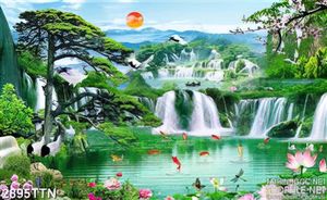 Tranh in uv phong thủy thác nước đẹp mới