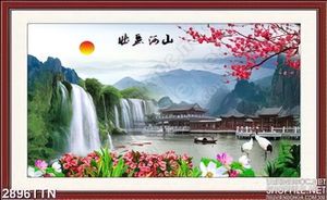 Tranh phong thủy hoa đào psd