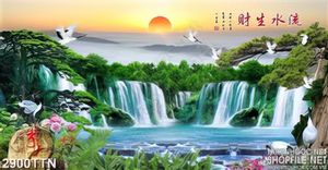 Tranh thiên nhiên thác nước in uv
