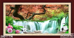 Tranh thiên nhiên lá vàng mùa thu đẹp