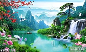 Tranh phong cảnh đẹp thác nước mới nhất