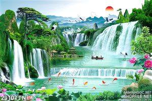 Tranh cảnh thiên nhiên thác nước đẹp