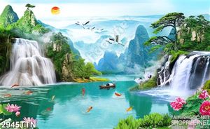 Tranh phong thủy thác nước đẹp in uv