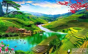 Tranh ruộng bậc thang thiên nhiên