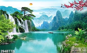 Tranh hồ nước thiên nhiên đẹp in uv