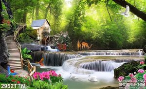Tranh cảnh đẹp nai con trong rừng cây