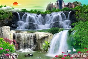 Tranh thác nước đẹp nhất in tường