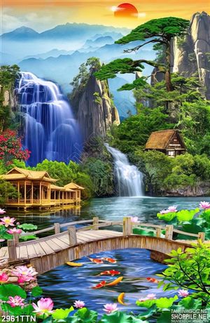 Tranh khổ dọc phong thủy mùa xuân mới