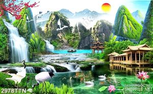 Tranh thiên nhiên núi non phong cảnh in uv