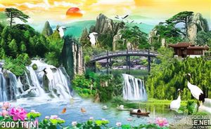Tranh đẹp thiên nhiên cây cầu in uv