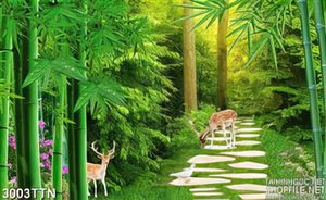 Tranh chú nai con trong rừng cây decor