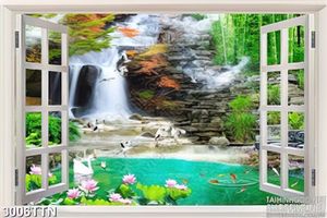 Tranh thác nước bên cửa sổ