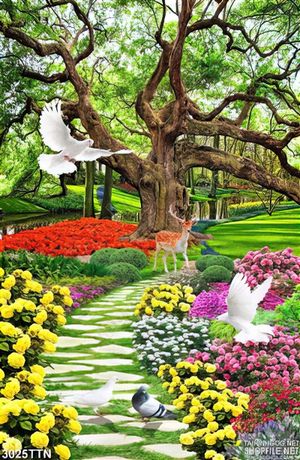 Tranh khổ dọc vườn hoa đẹp