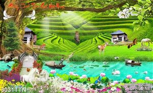 Tranh ruộng bậc thang thiên nhiên psd