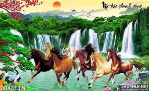 Tranh phong thủy bát mã in wall